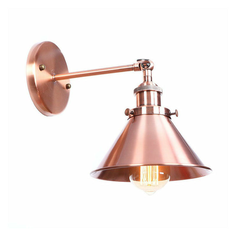 Frendorf | Verstelbare IJzeren Koper Wandleeskamp Hoorn/Schaal/Conus Enkele-Lamp Loftstijl Wandlamp voor Woonkamer