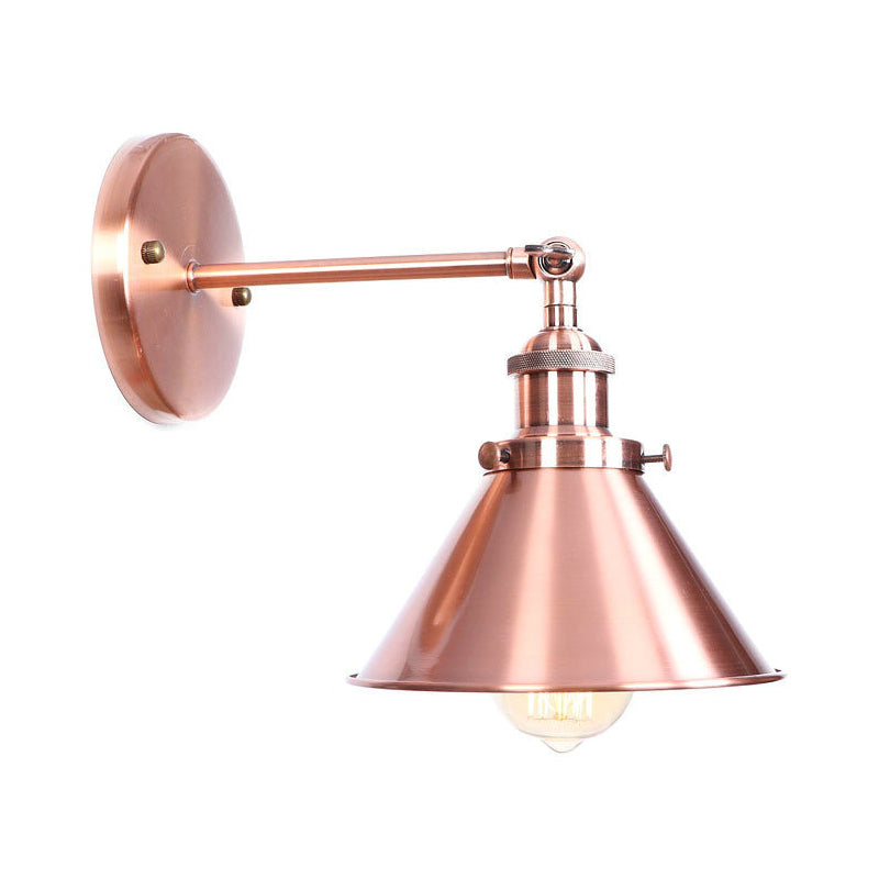 Frendorf | Verstelbare IJzeren Koper Wandleeskamp Hoorn/Schaal/Conus Enkele-Lamp Loftstijl Wandlamp voor Woonkamer
