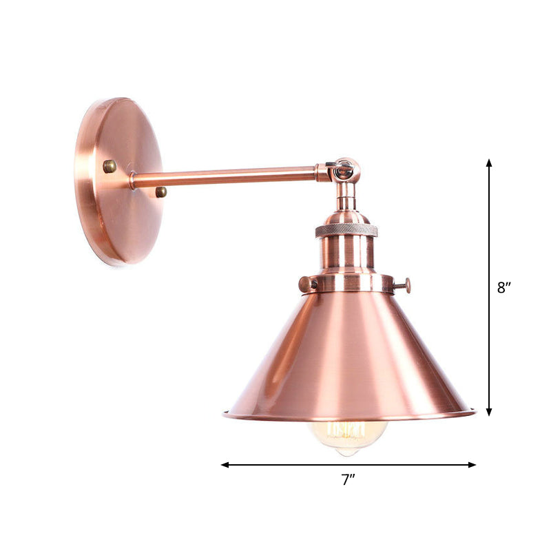 Frendorf | Verstelbare IJzeren Koper Wandleeskamp Hoorn/Schaal/Conus Enkele-Lamp Loftstijl Wandlamp voor Woonkamer