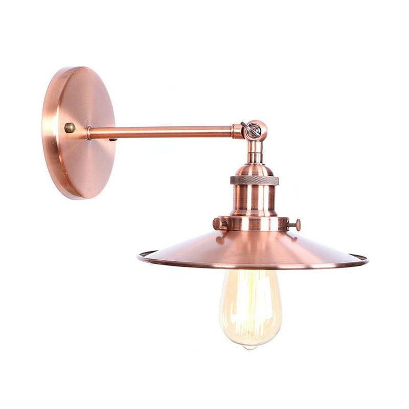 Frendorf | Verstelbare IJzeren Koper Wandleeskamp Hoorn/Schaal/Conus Enkele-Lamp Loftstijl Wandlamp voor Woonkamer
