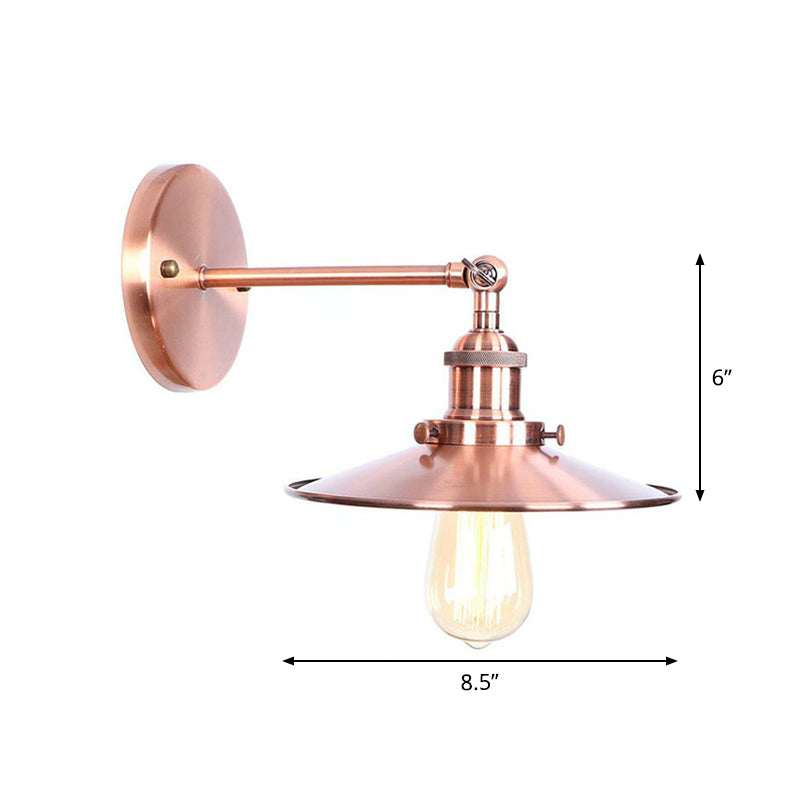 Frendorf | Verstelbare IJzeren Koper Wandleeskamp Hoorn/Schaal/Conus Enkele-Lamp Loftstijl Wandlamp voor Woonkamer