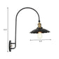 Frendorf | Eisen Scheune/Schale/Wellenschliff Wandlicht Kit Vintage 1 Glühbirne Nachttisch Lese Wandlampe mit geschwungenem Arm in Schwarz