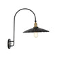 Frendorf | Eisen Scheune/Schale/Wellenschliff Wandlicht Kit Vintage 1 Glühbirne Nachttisch Lese Wandlampe mit geschwungenem Arm in Schwarz