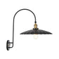 Frendorf | Eisen Scheune/Schale/Wellenschliff Wandlicht Kit Vintage 1 Glühbirne Nachttisch Lese Wandlampe mit geschwungenem Arm in Schwarz
