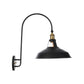 Frendorf | Eisen Scheune/Schale/Wellenschliff Wandlicht Kit Vintage 1 Glühbirne Nachttisch Lese Wandlampe mit geschwungenem Arm in Schwarz