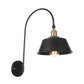 Frendorf | Eisen Scheune/Schale/Wellenschliff Wandlicht Kit Vintage 1 Glühbirne Nachttisch Lese Wandlampe mit geschwungenem Arm in Schwarz