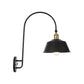 Frendorf | Eisen Scheune/Schale/Wellenschliff Wandlicht Kit Vintage 1 Glühbirne Nachttisch Lese Wandlampe mit geschwungenem Arm in Schwarz