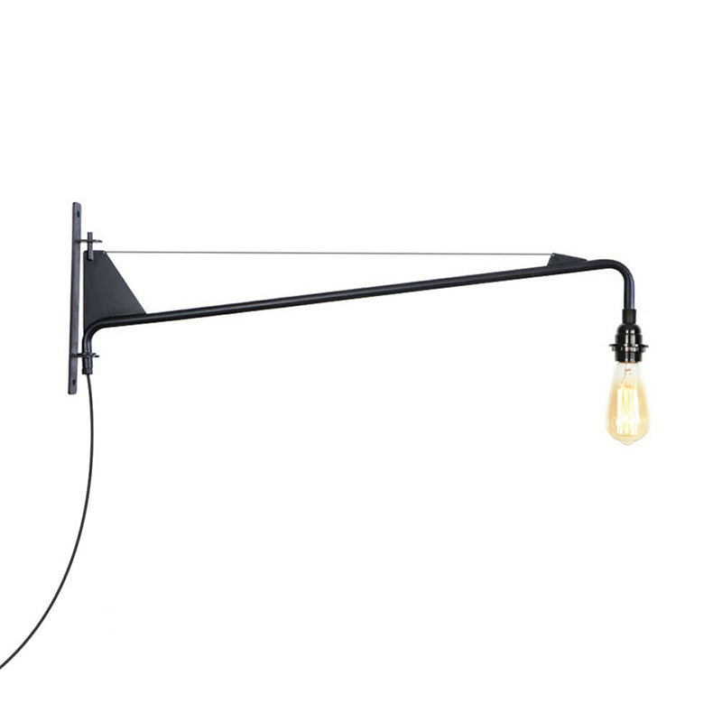 Frendorf | Industriële Scalloped/Exposed Wandlamp 1/2-Licht IJzeren Plug-in Wandgemonteerde Verlichting met Lange Swingarm in Zwart