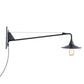 Frendorf | Industriële Scalloped/Exposed Wandlamp 1/2-Licht IJzeren Plug-in Wandgemonteerde Verlichting met Lange Swingarm in Zwart