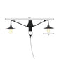 Frendorf | Industriële Scalloped/Exposed Wandlamp 1/2-Licht IJzeren Plug-in Wandgemonteerde Verlichting met Lange Swingarm in Zwart
