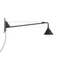 Frendorf | Industriële Scalloped/Exposed Wandlamp 1/2-Licht IJzeren Plug-in Wandgemonteerde Verlichting met Lange Swingarm in Zwart