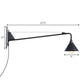 Frendorf | Industriële Scalloped/Exposed Wandlamp 1/2-Licht IJzeren Plug-in Wandgemonteerde Verlichting met Lange Swingarm in Zwart