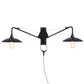 Frendorf | Industriële Scalloped/Exposed Wandlamp 1/2-Licht IJzeren Plug-in Wandgemonteerde Verlichting met Lange Swingarm in Zwart