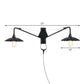 Frendorf | Industriële Scalloped/Exposed Wandlamp 1/2-Licht IJzeren Plug-in Wandgemonteerde Verlichting met Lange Swingarm in Zwart