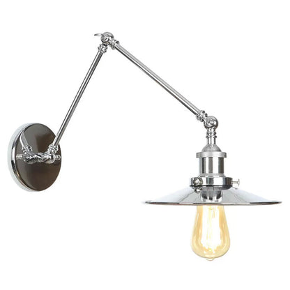 Frendorf | Untertasse/Kegel/Horn Nachttisch Lese Wandlampe Fabrik Metall Einzel 6"/8" W Chrom Wandmontage Lichtarmatur mit drehbarem Arm
