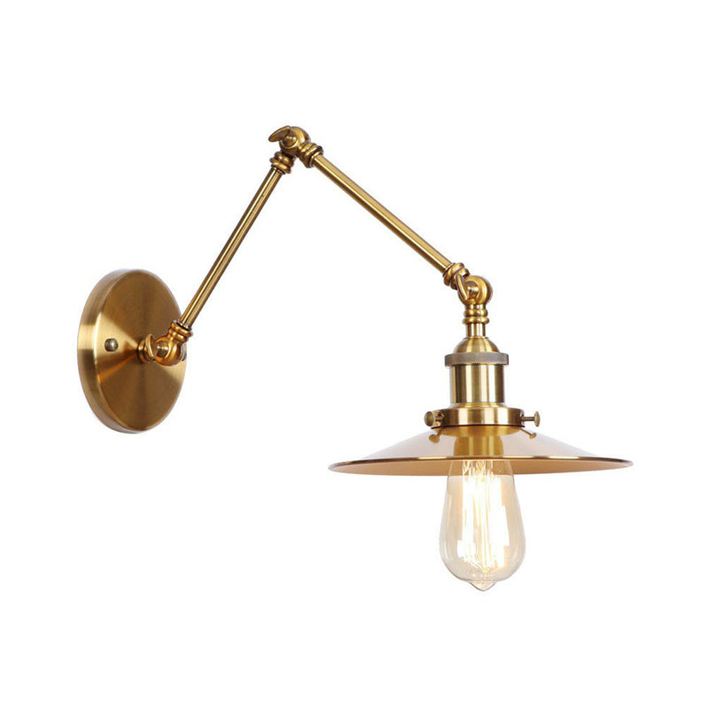 Eisen Messing Aufgaben Wandbeleuchtung gewellt/Horn/Kegel Einzel 6"/8" Breit Antike Wandlampe mit Schwenkarms
