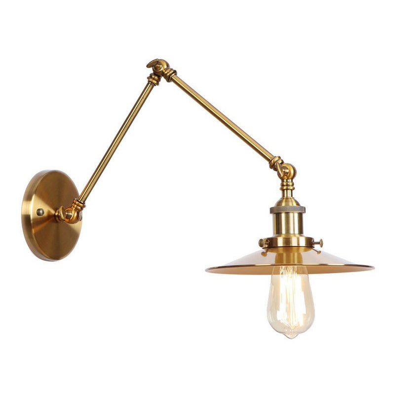 Eisen Messing Aufgaben Wandbeleuchtung gewellt/Horn/Kegel Einzel 6"/8" Breit Antike Wandlampe mit Schwenkarms