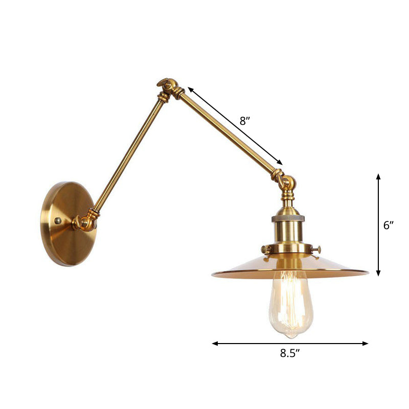 Eisen Messing Aufgaben Wandbeleuchtung gewellt/Horn/Kegel Einzel 6"/8" Breit Antike Wandlampe mit Schwenkarms