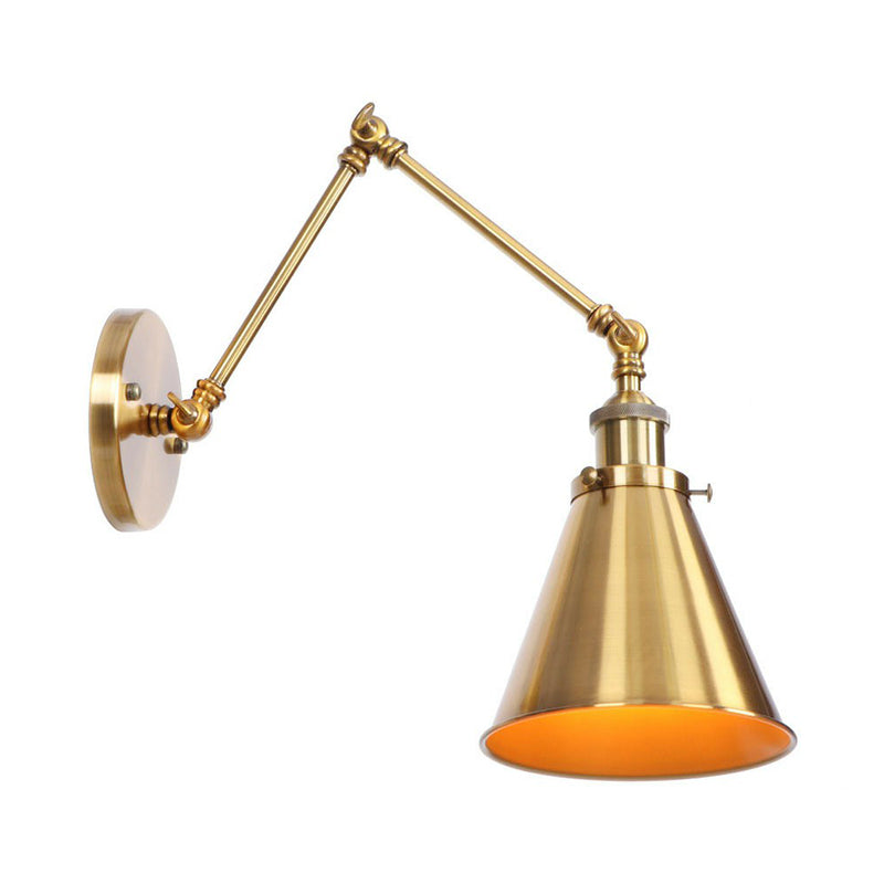 Eisen Messing Aufgaben Wandbeleuchtung gewellt/Horn/Kegel Einzel 6"/8" Breit Antike Wandlampe mit Schwenkarms