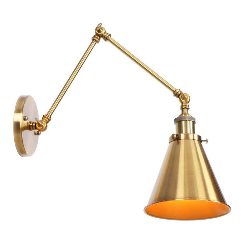 Eisen Messing Aufgaben Wandbeleuchtung gewellt/Horn/Kegel Einzel 6"/8" Breit Antike Wandlampe mit Schwenkarms