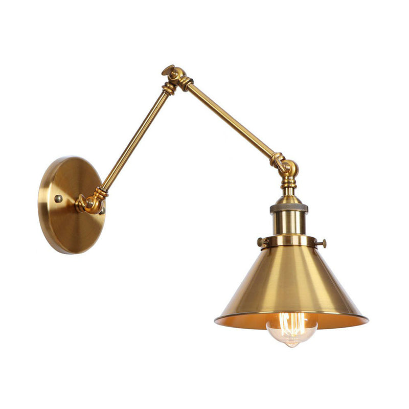 Eisen Messing Aufgaben Wandbeleuchtung gewellt/Horn/Kegel Einzel 6"/8" Breit Antike Wandlampe mit Schwenkarms