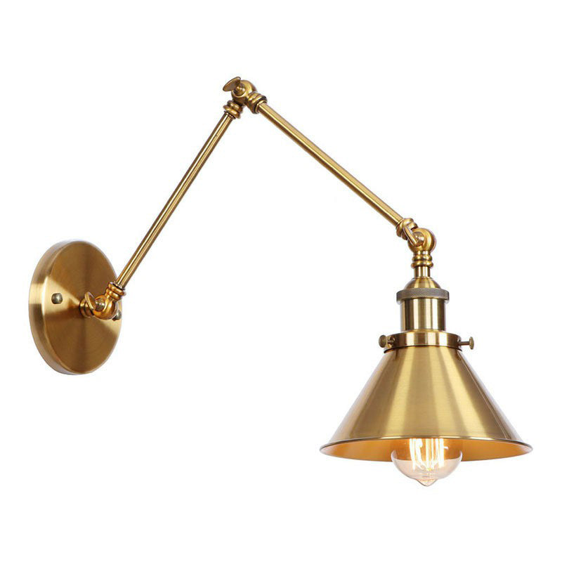 Eisen Messing Aufgaben Wandbeleuchtung gewellt/Horn/Kegel Einzel 6"/8" Breit Antike Wandlampe mit Schwenkarms