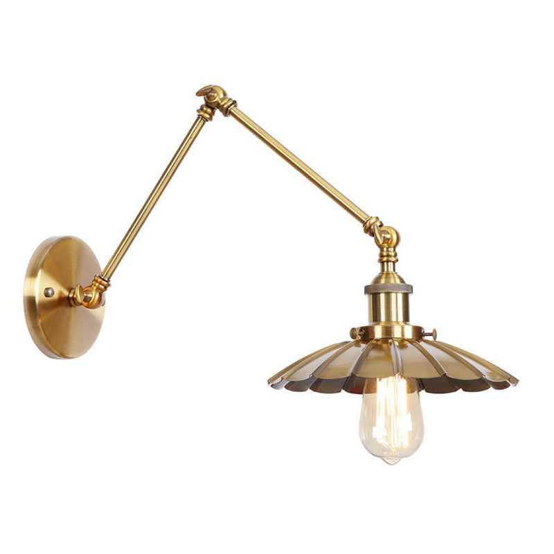 Eisen Messing Aufgaben Wandbeleuchtung gewellt/Horn/Kegel Einzel 6"/8" Breit Antike Wandlampe mit Schwenkarms