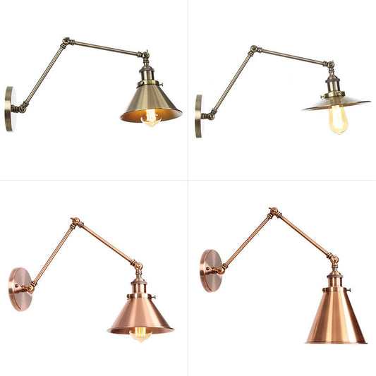 Frendorf | 6"/8" L 2-Gelenk Schwenkarm Eisen Wandlicht Industrie 1 Glühbirne Studio Arbeitswandlampe mit Kegelschirm in Bronze/Kupfer