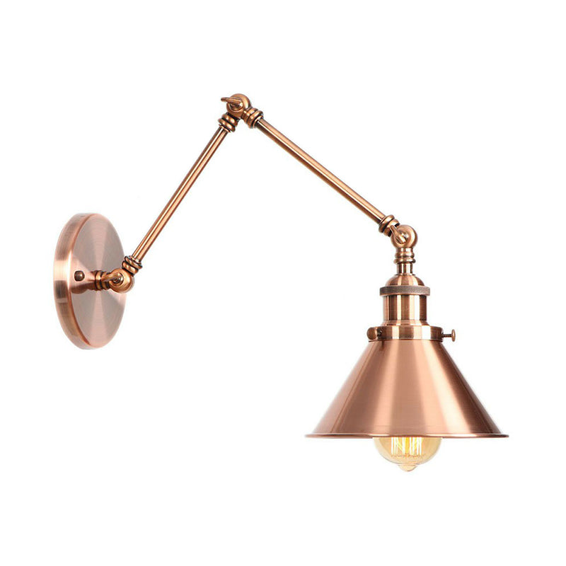 Frendorf | 6"/8" L 2-Gelenk Schwenkarm Eisen Wandlicht Industrie 1 Glühbirne Studio Arbeitswandlampe mit Kegelschirm in Bronze/Kupfer