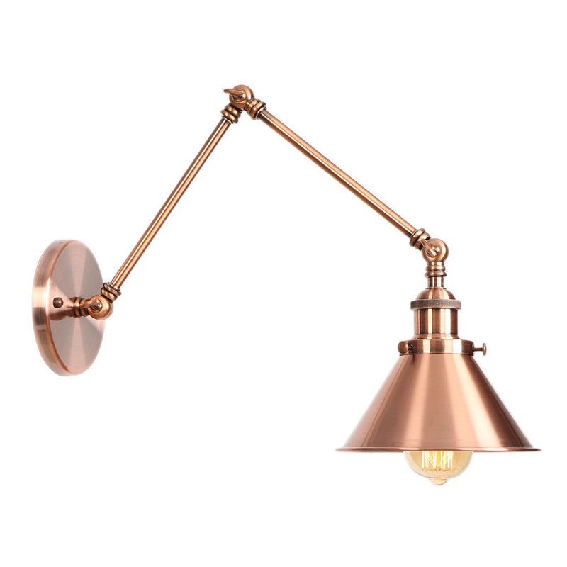 Frendorf | 6"/8" L 2-Gelenk Schwenkarm Eisen Wandlicht Industrie 1 Glühbirne Studio Arbeitswandlampe mit Kegelschirm in Bronze/Kupfer