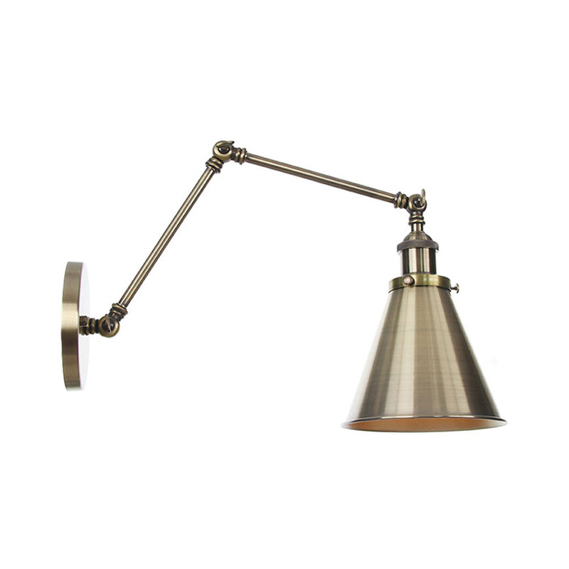 Frendorf | 6"/8" L 2-Gelenk Schwenkarm Eisen Wandlicht Industrie 1 Glühbirne Studio Arbeitswandlampe mit Kegelschirm in Bronze/Kupfer