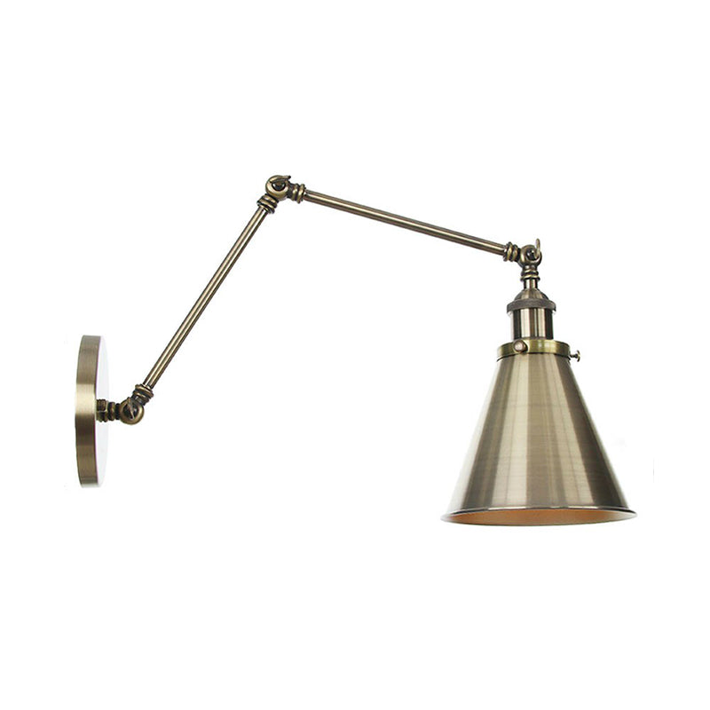 Frendorf | 6"/8" L 2-Gelenk Schwenkarm Eisen Wandlicht Industrie 1 Glühbirne Studio Arbeitswandlampe mit Kegelschirm in Bronze/Kupfer