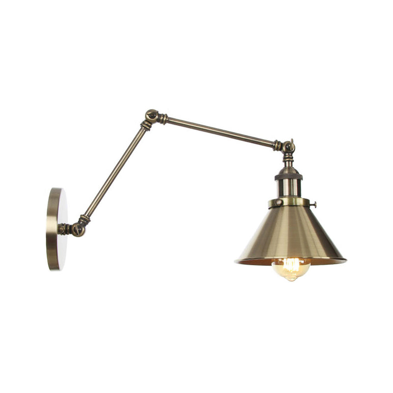 Frendorf | 6"/8" L 2-Gelenk Schwenkarm Eisen Wandlicht Industrie 1 Glühbirne Studio Arbeitswandlampe mit Kegelschirm in Bronze/Kupfer