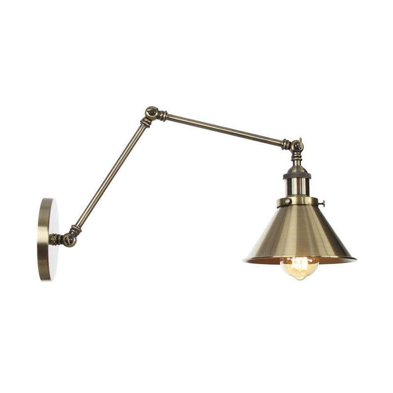 Frendorf | 6"/8" L 2-Gelenk Schwenkarm Eisen Wandlicht Industrie 1 Glühbirne Studio Arbeitswandlampe mit Kegelschirm in Bronze/Kupfer