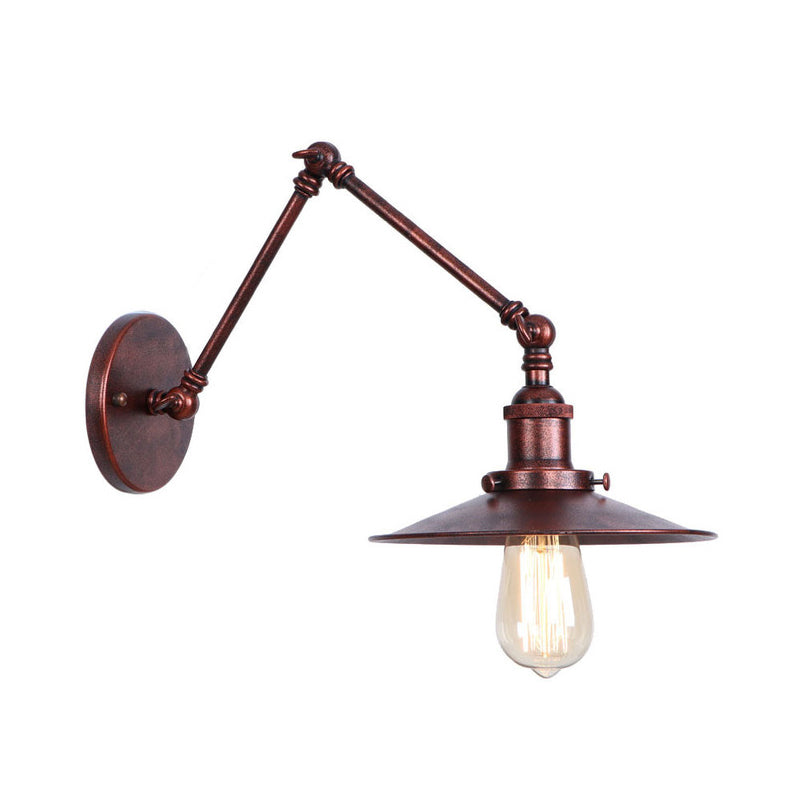 Frendorf | Rust Scalloped/Horn/Cone Wandlamp Loft 1 Hoofd Werkplaats Wandgemonteerde Leeslamp met 6"/8" Lange Zwenkarm