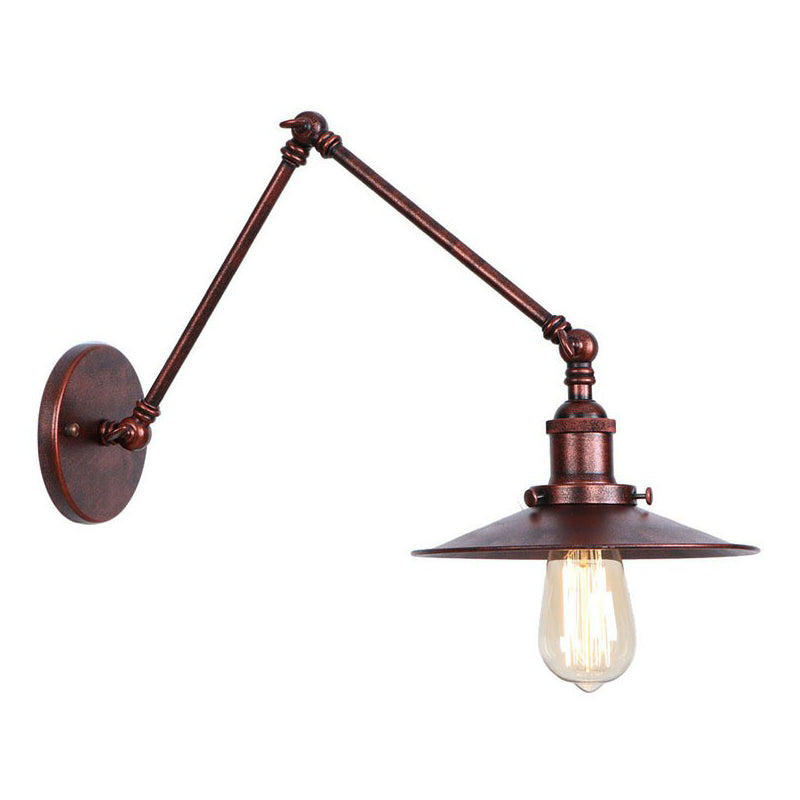Frendorf | Rust Scalloped/Horn/Cone Wandlamp Loft 1 Hoofd Werkplaats Wandgemonteerde Leeslamp met 6"/8" Lange Zwenkarm