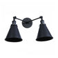 Frendorf | 2 Lichtern Wandmontage Leuchte Retro Kegel-/Muschel-Pivotschirm Metall Wandlampe in Schwarz für Badezimmer