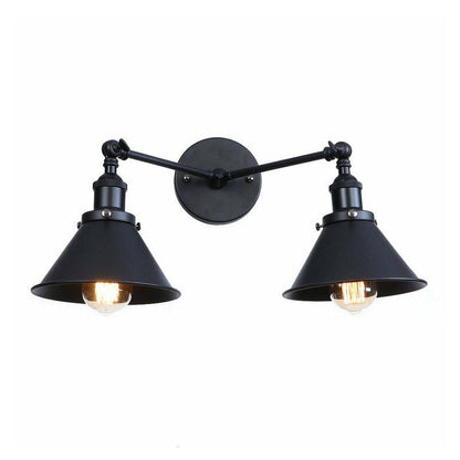 Frendorf | 2 Lichtern Wandmontage Leuchte Retro Kegel-/Muschel-Pivotschirm Metall Wandlampe in Schwarz für Badezimmer