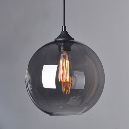 8"/10"/12" W Globe Bistro Pendellicht Industrie Rauchgrau Glas 1-Licht Schwarz Aufhängependelleuchte