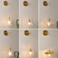 Frendorf | Schüssel/Zylinder Nachtwandverlichting Antiek Klar Prisma/Golvend Glas 1 Lampe Messing Wandlampe mit Rotationsschalter