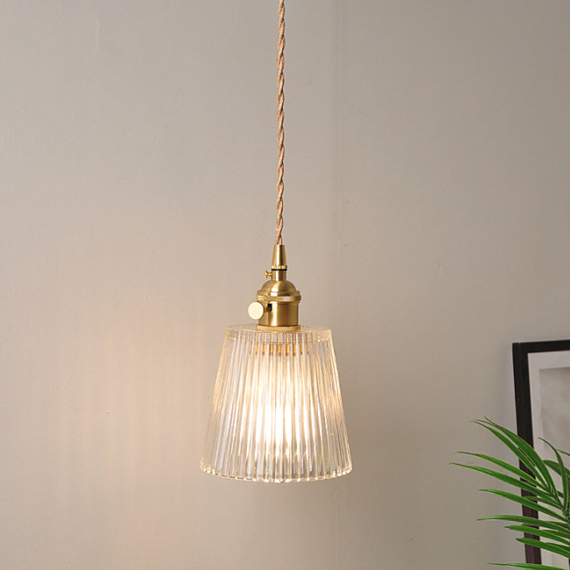 Frendorf | Schüssel/Zylinder Nachtwandverlichting Antiek Klar Prisma/Golvend Glas 1 Lampe Messing Wandlampe mit Rotationsschalter