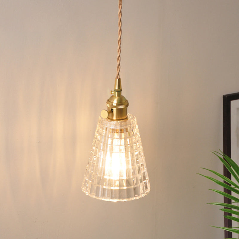 Frendorf | Schüssel/Zylinder Nachtwandverlichting Antiek Klar Prisma/Golvend Glas 1 Lampe Messing Wandlampe mit Rotationsschalter