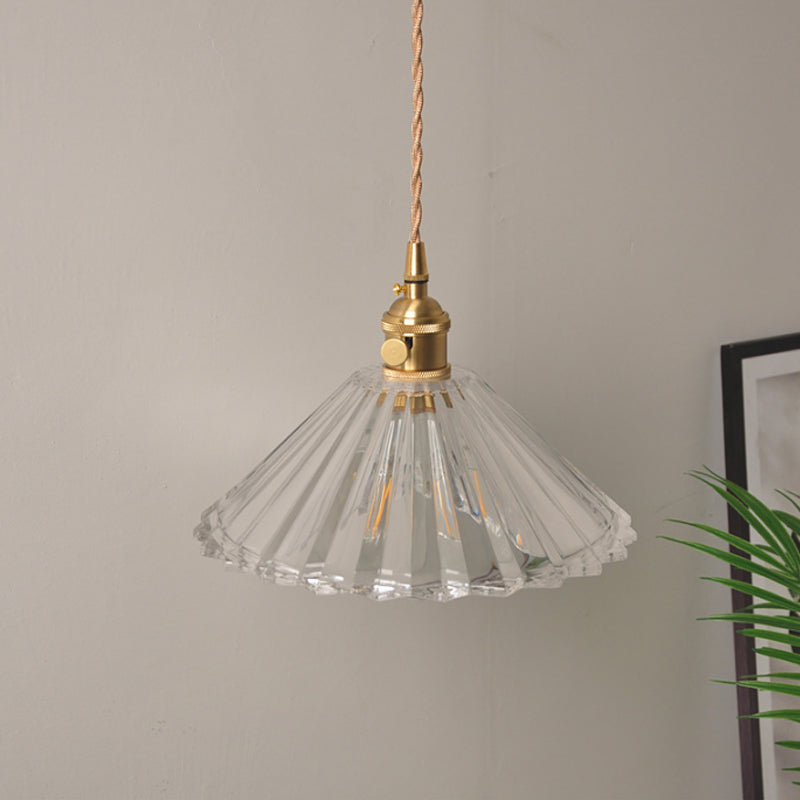 Frendorf | Schüssel/Zylinder Nachtwandverlichting Antiek Klar Prisma/Golvend Glas 1 Lampe Messing Wandlampe mit Rotationsschalter