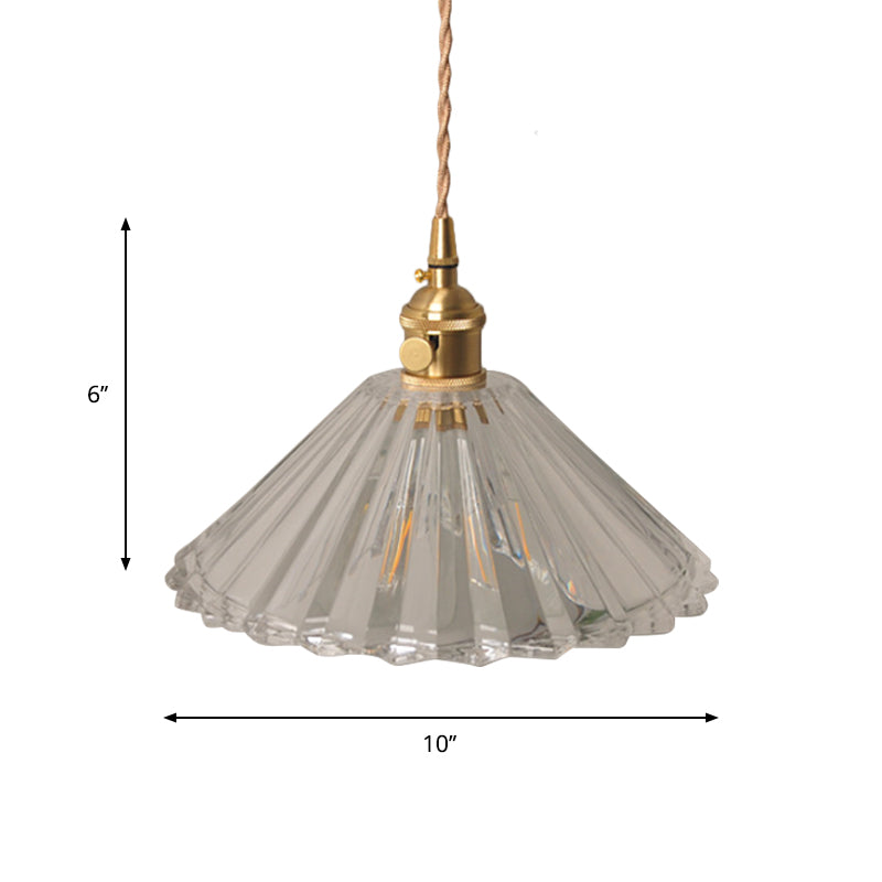 Frendorf | Schüssel/Zylinder Nachtwandverlichting Antiek Klar Prisma/Golvend Glas 1 Lampe Messing Wandlampe mit Rotationsschalter