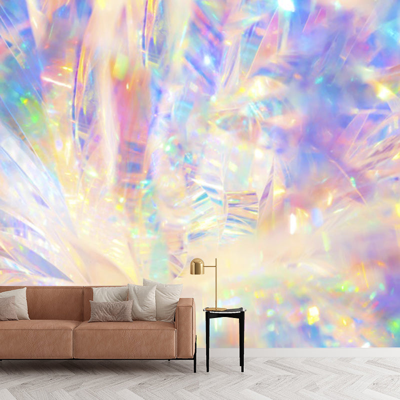 Frendorf | Huge holographic pattern wall house yellow non-woven wall decoration for home decor, personalized