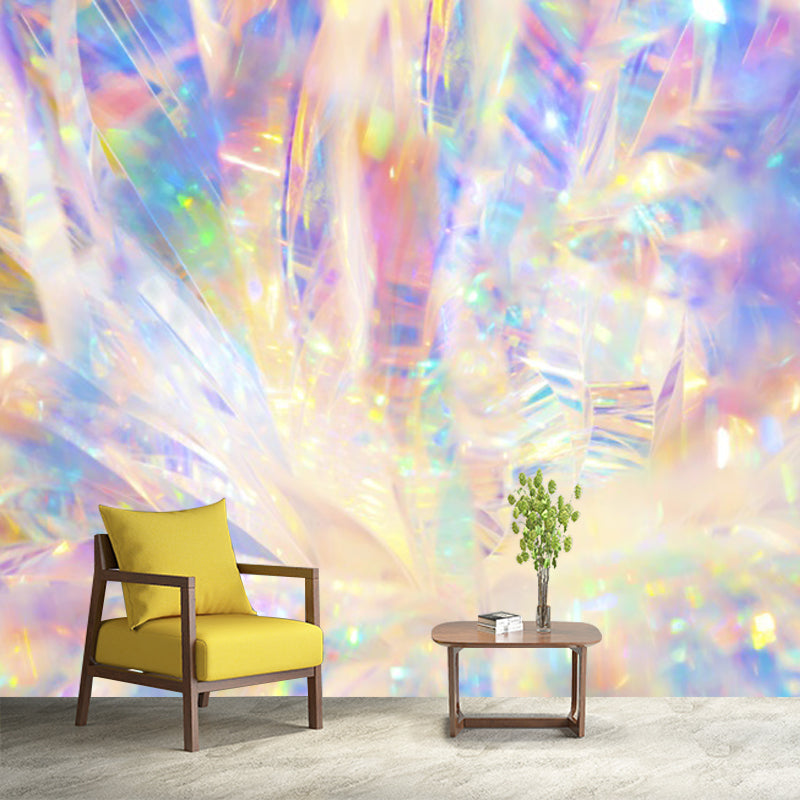 Frendorf | Huge holographic pattern wall house yellow non-woven wall decoration for home decor, personalized