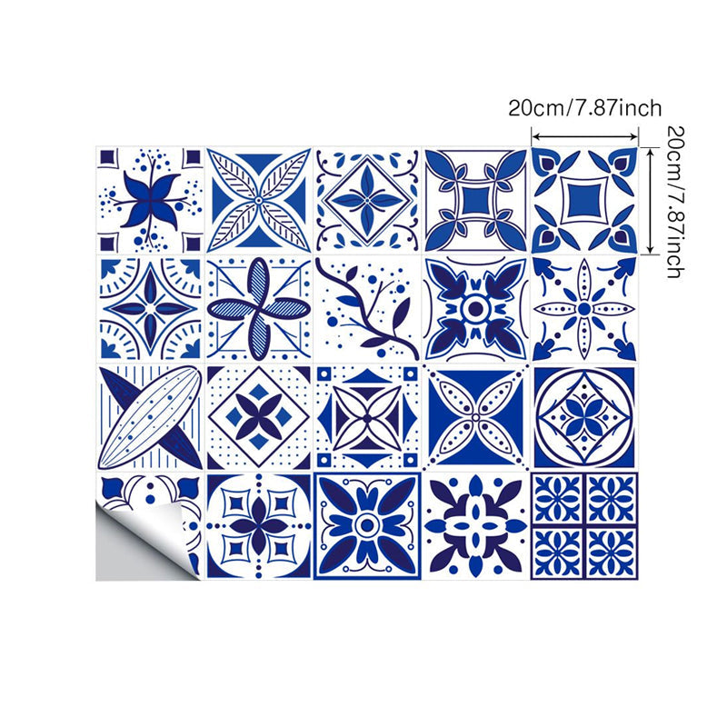 Blaue Blattdruck Tapetenplatten abziehbar und aufkleben Bohemian Stil Badezimmer Wandkunst