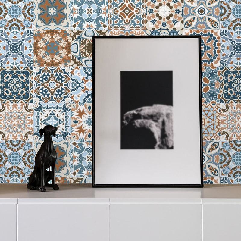 Bohemian Mandala Stick Tapetenpaneele für Küchenrückwände 8' L x 8" B Wandverkleidung in Braun