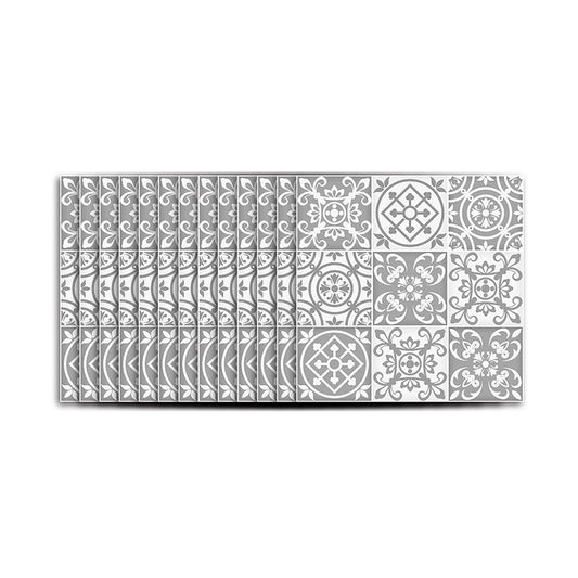 Grau Blumen Tapete Paneel Set Mosaikfliese Bohemian Selbstklebende Wanddekoration, 50 Stück