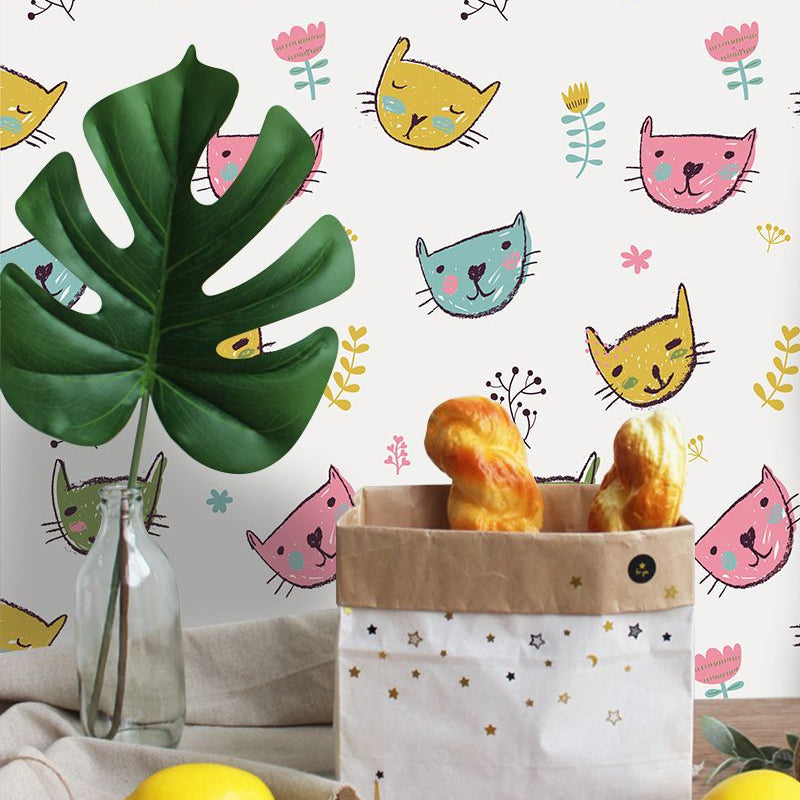 Frendorf | Novelty Katze Kopf Wandpaneel Cartoon PVC Wanddekoration in Gelb, Peelen und Kleben